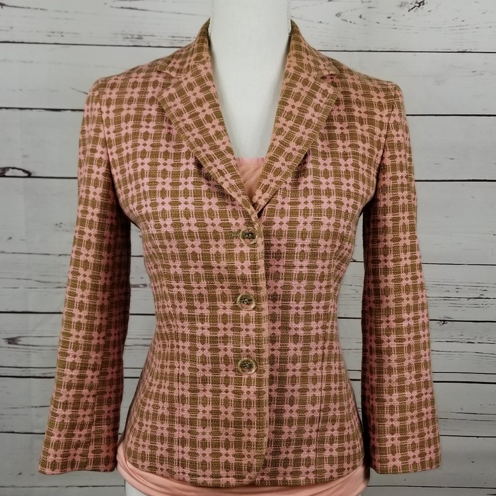 Express Pink and Tan Tweed Pattern Blazer- SM